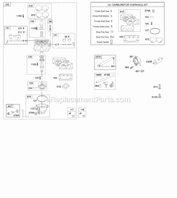 Carburetor Fuel Supply Kit-Carburetor Overhaul Diagram and Parts List for 44Q977-0110-G1  Briggs and Stratton Engine